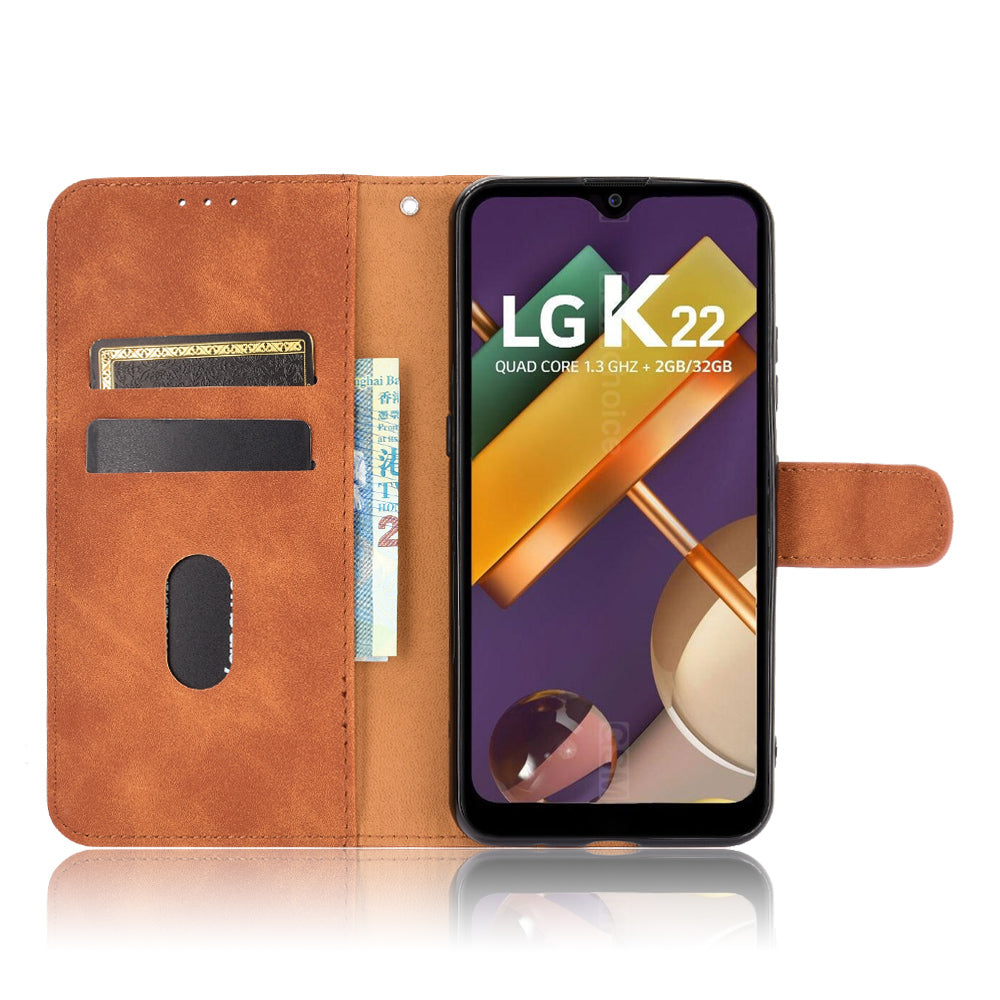 Skin-Touch Leather Phone Case with Card Slots and Cash Pocket for LG K22