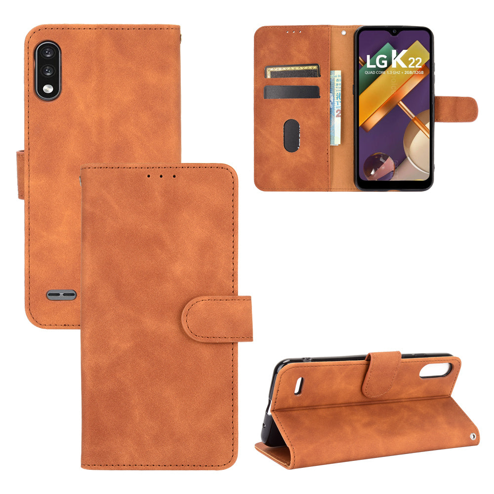 Skin-Touch Leather Phone Case with Card Slots and Cash Pocket for LG K22