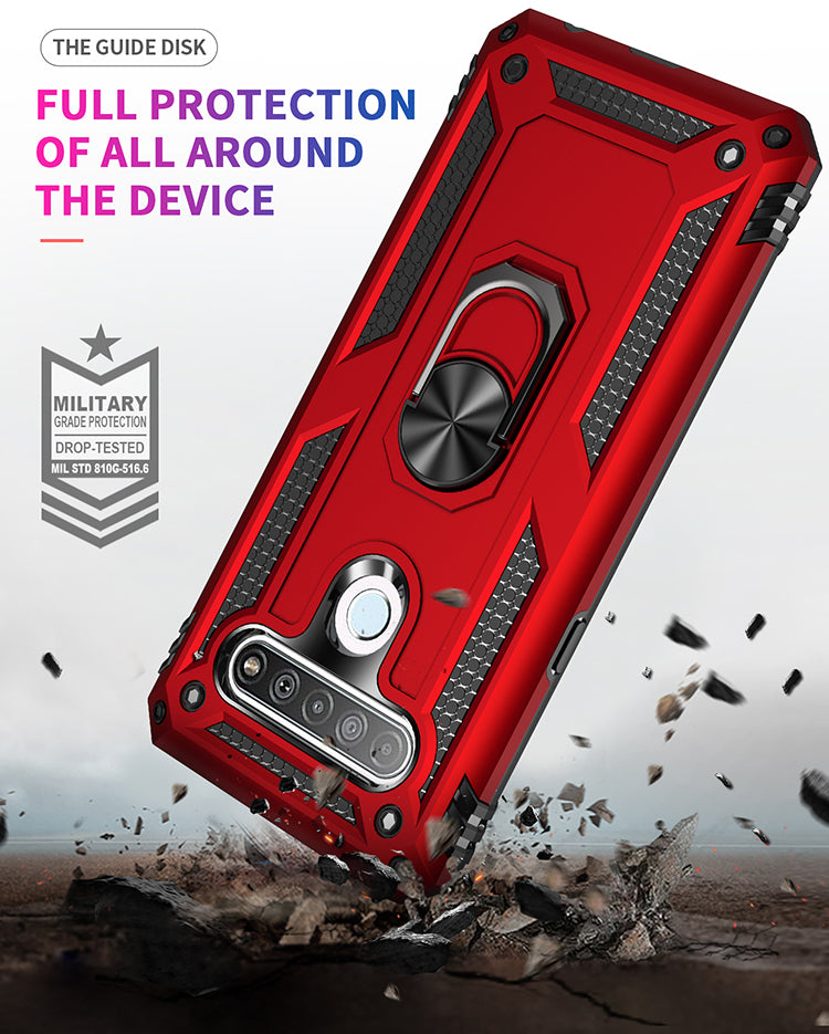 Anti-drop PC + TPU Hybrid Shell Cover with Ring Kickstand for LG K61