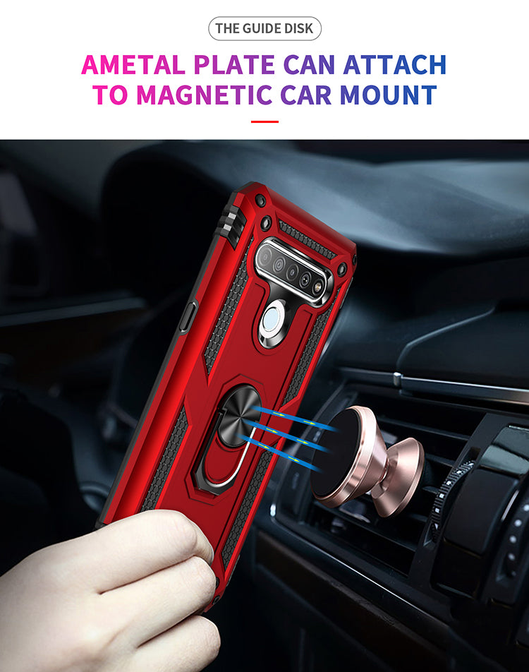 Anti-drop PC + TPU Hybrid Shell Cover with Ring Kickstand for LG K61