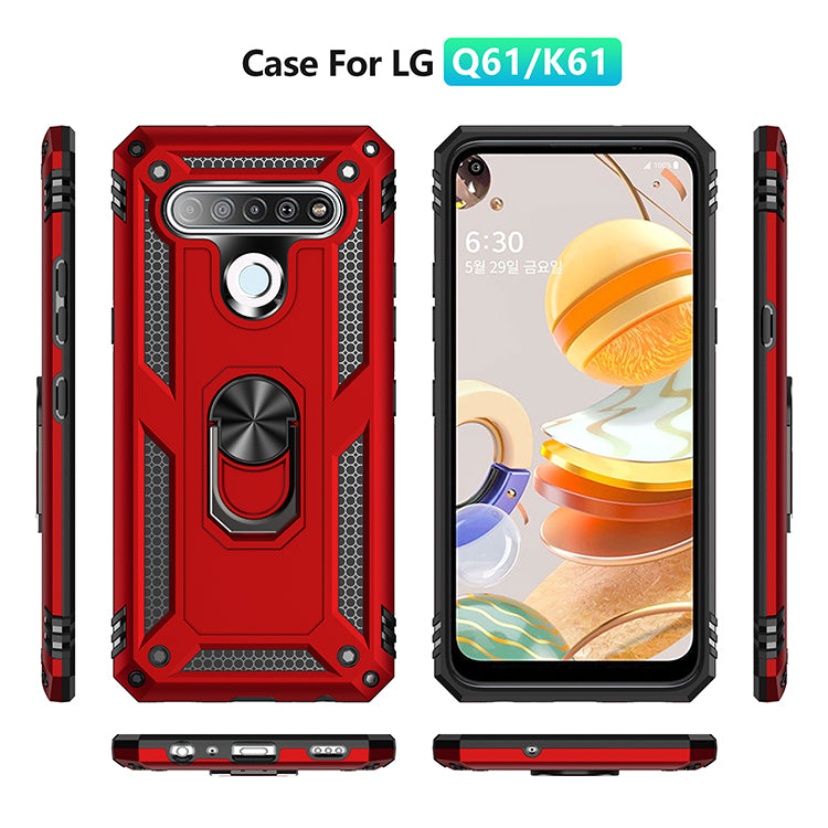 Anti-drop PC + TPU Hybrid Shell Cover with Ring Kickstand for LG K61