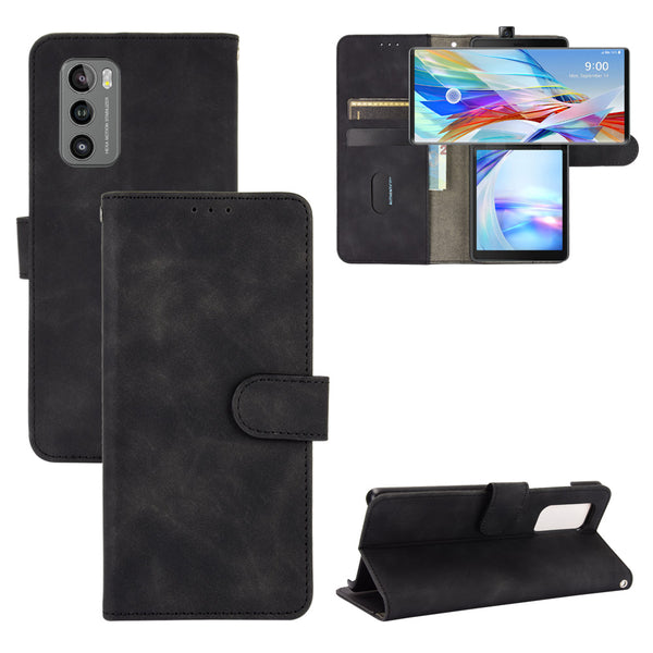 Skin-touch PU Leather Wallet Cell Phone Case for LG Wing 5G