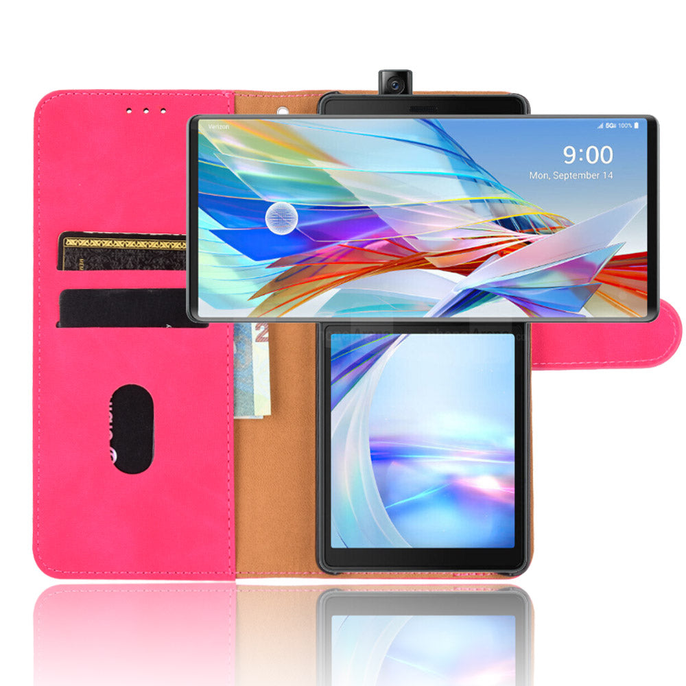 Skin-touch PU Leather Wallet Cell Phone Case for LG Wing 5G