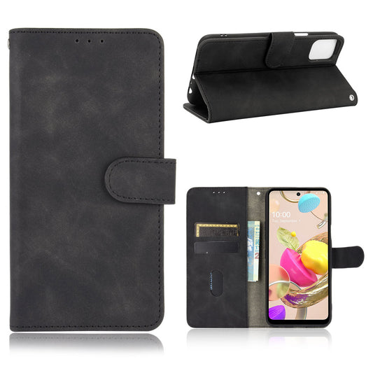 Skin-Touch-Feeling Folio Flip Leather Wallet Stand Phone Case for LG K42