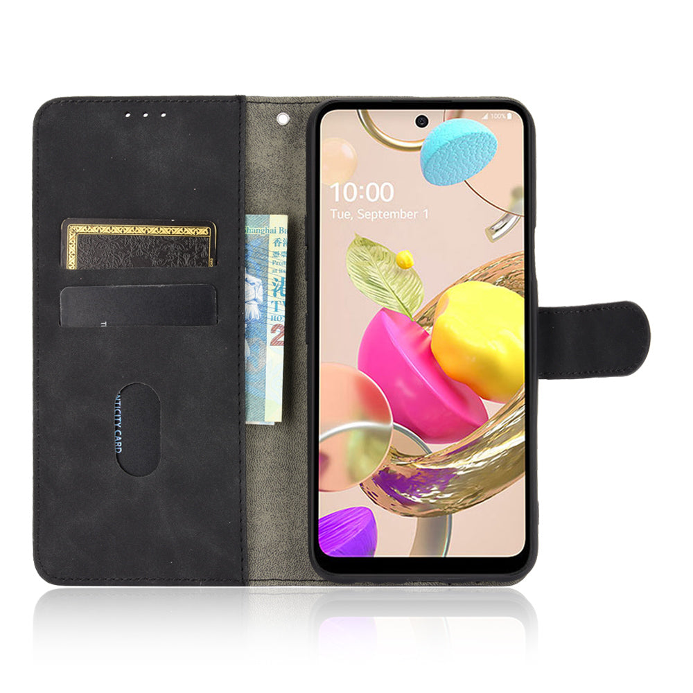 Skin-Touch-Feeling Folio Flip Leather Wallet Stand Phone Case for LG K42