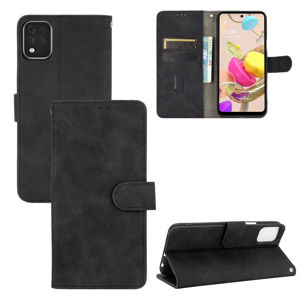 Skin-Touch-Feeling Folio Flip Leather Wallet Stand Phone Case for LG K42