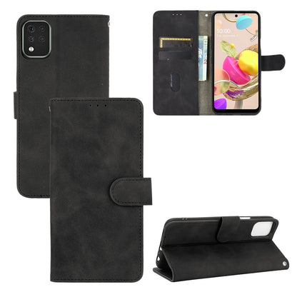 Skin-Touch-Feeling Folio Flip Leather Wallet Stand Phone Case for LG K42