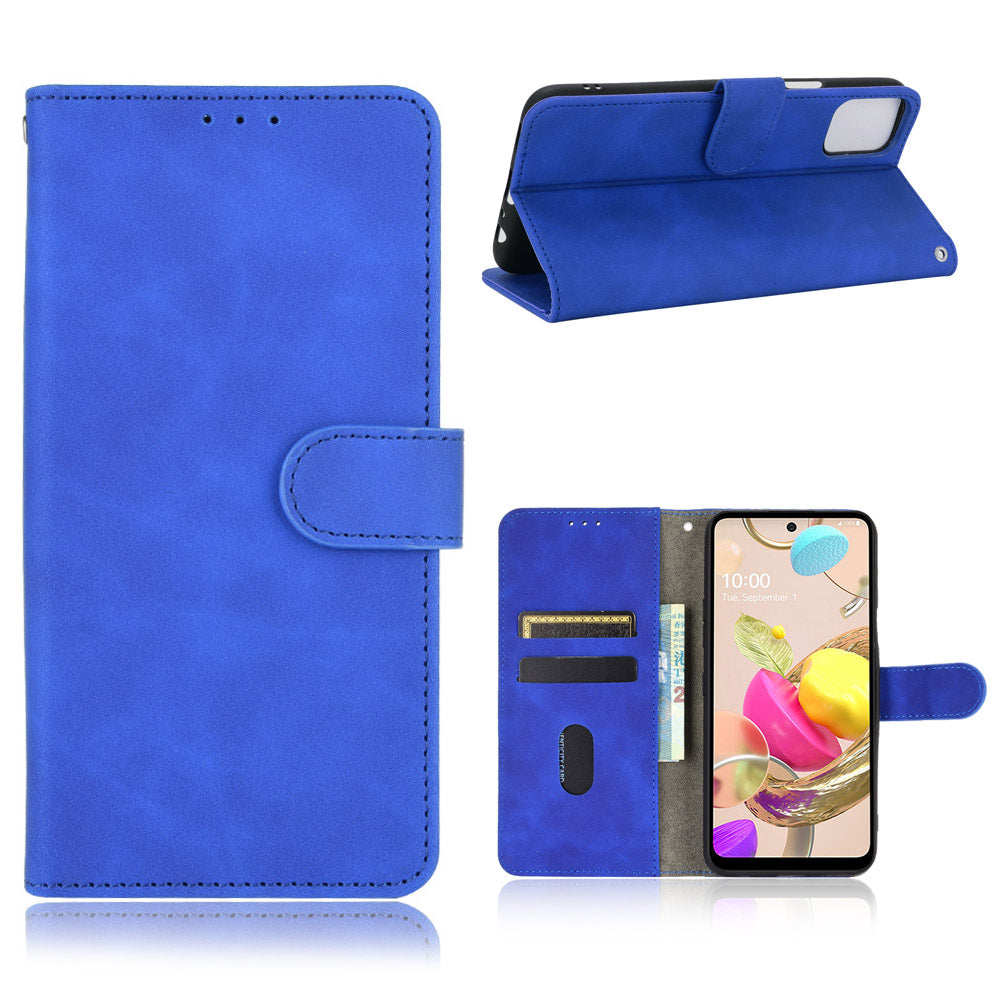 Skin-Touch-Feeling Folio Flip Leather Wallet Stand Phone Case for LG K42