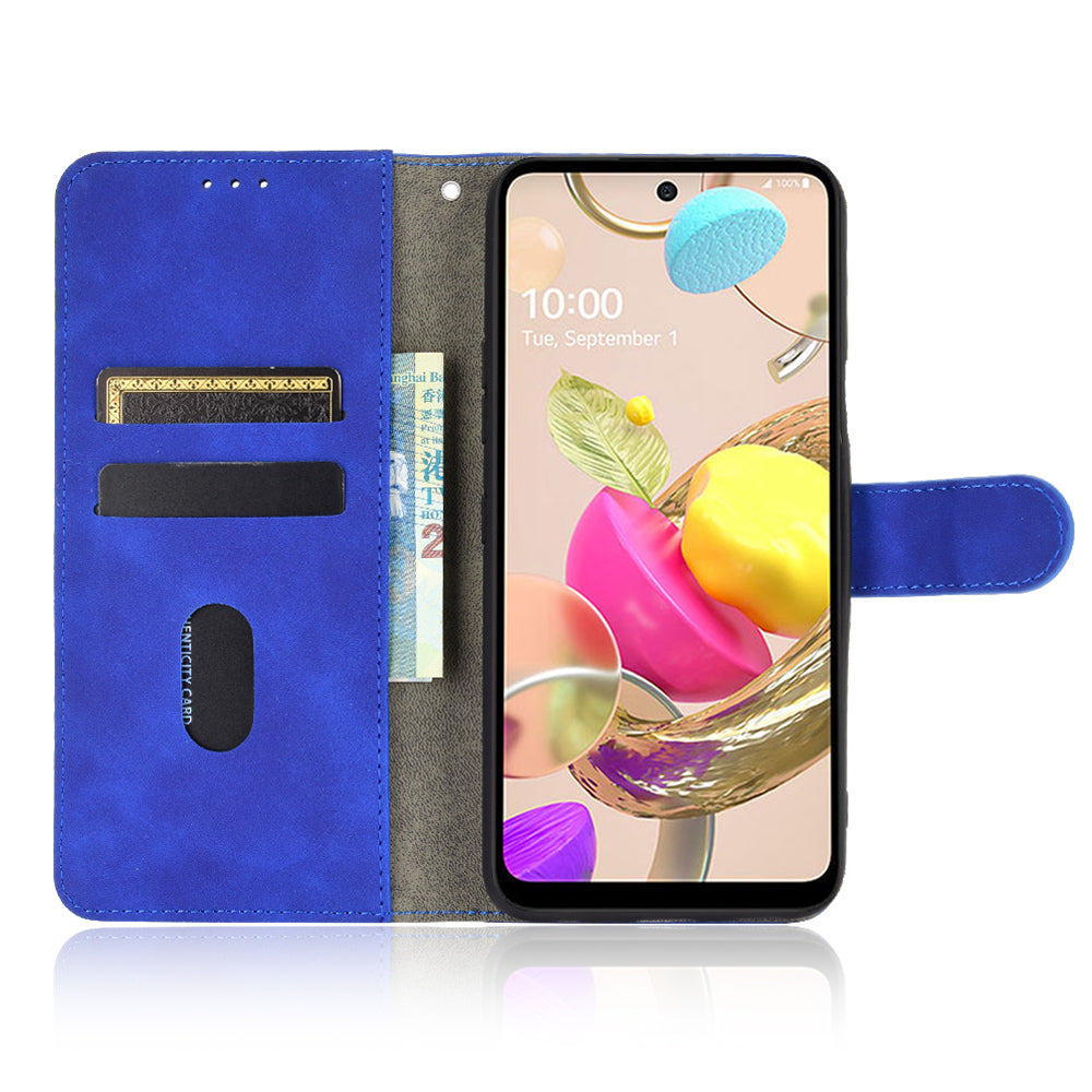 Skin-Touch-Feeling Folio Flip Leather Wallet Stand Phone Case for LG K42