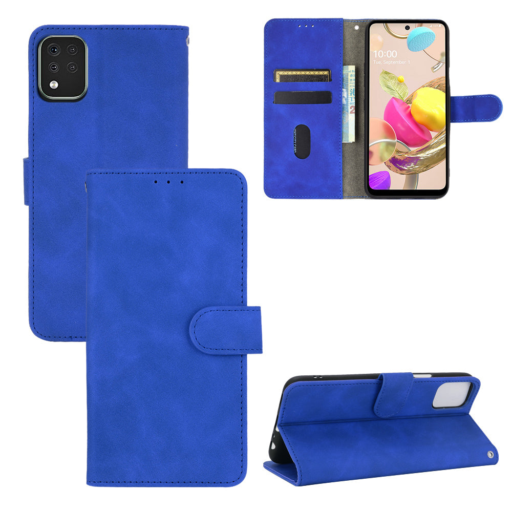 Skin-Touch-Feeling Folio Flip Leather Wallet Stand Phone Case for LG K42