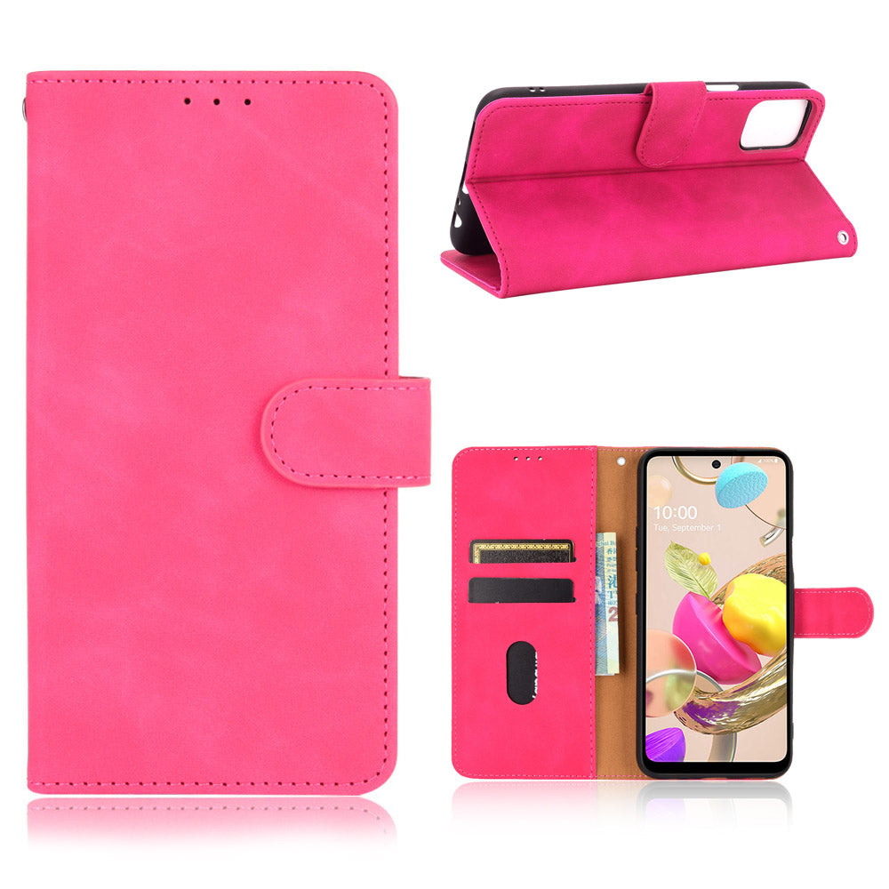 Skin-Touch-Feeling Folio Flip Leather Wallet Stand Phone Case for LG K42