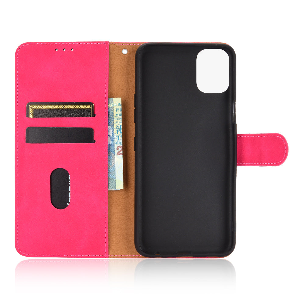Skin-Touch-Feeling Folio Flip Leather Wallet Stand Phone Case for LG K42