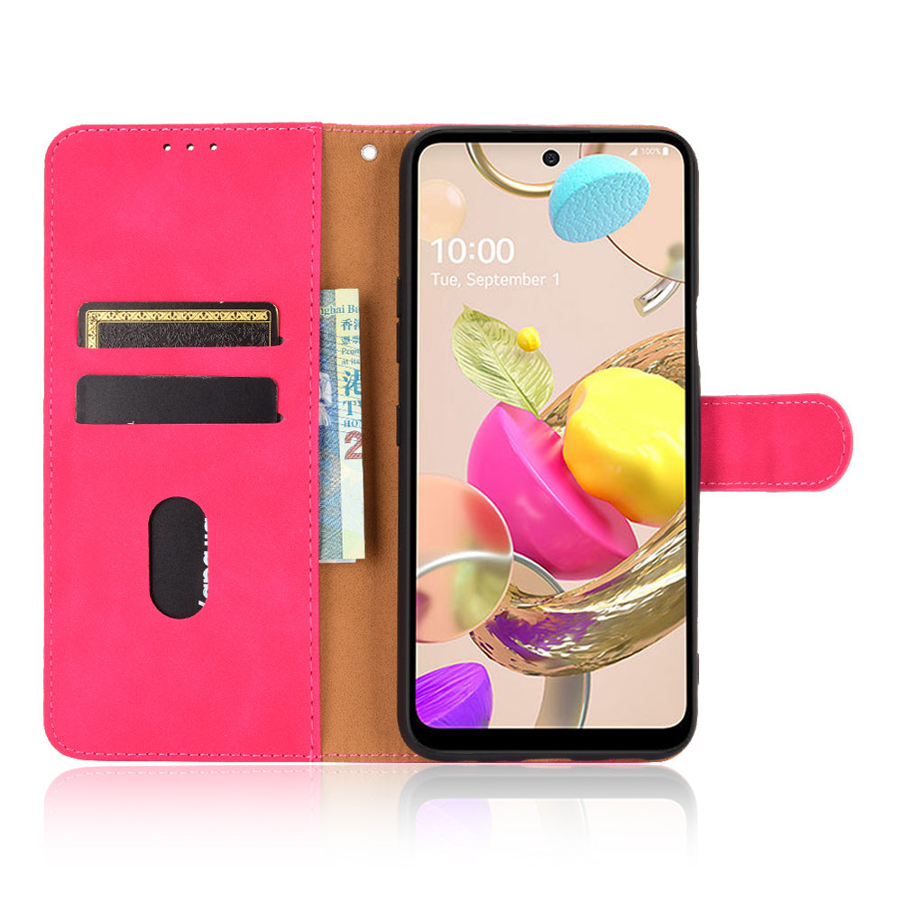 Skin-Touch-Feeling Folio Flip Leather Wallet Stand Phone Case for LG K42