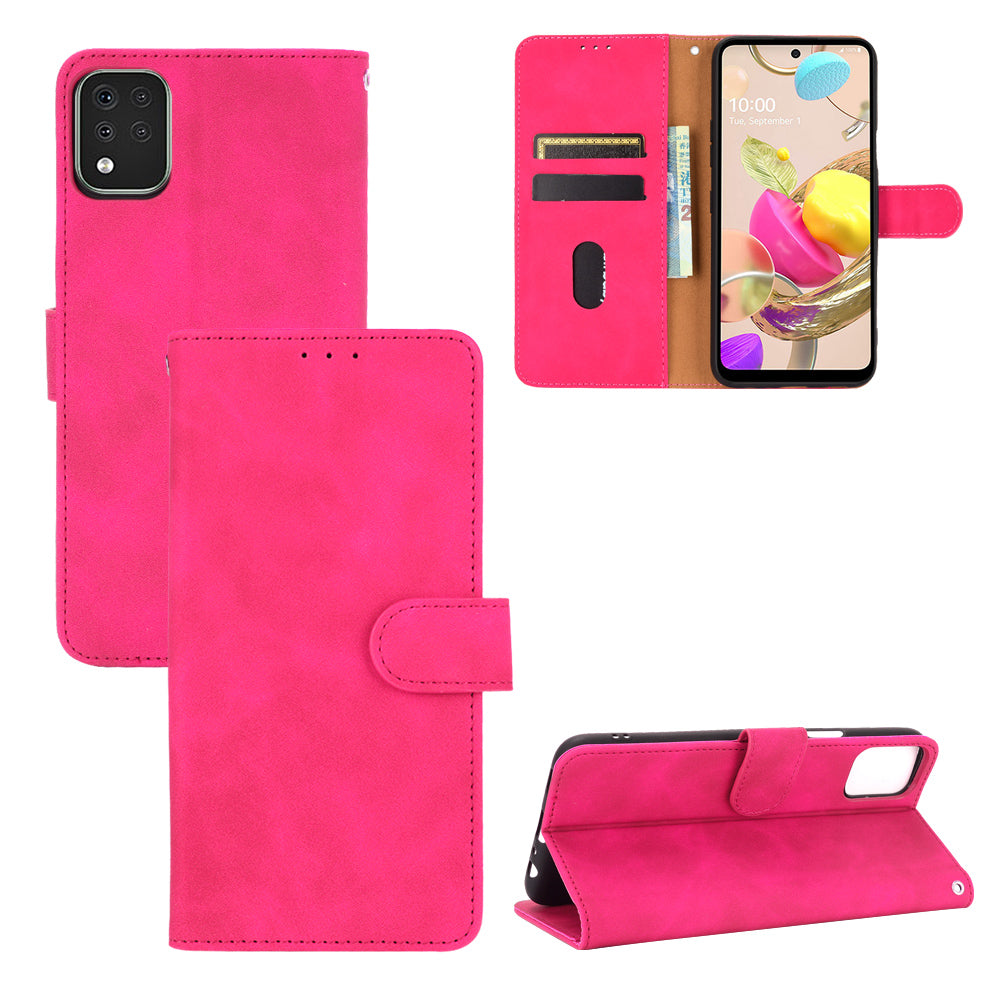 Skin-Touch-Feeling Folio Flip Leather Wallet Stand Phone Case for LG K42