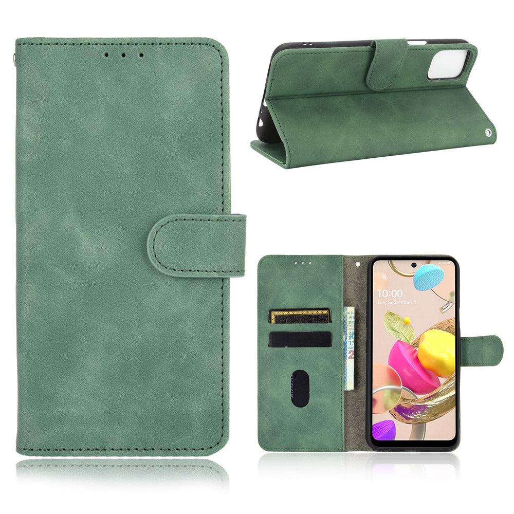 Skin-Touch-Feeling Folio Flip Leather Wallet Stand Phone Case for LG K42