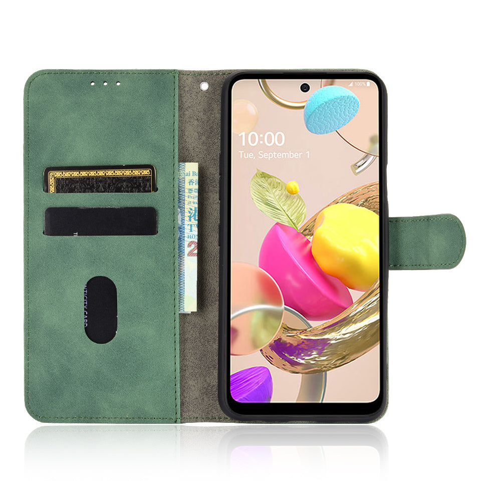 Skin-Touch-Feeling Folio Flip Leather Wallet Stand Phone Case for LG K42