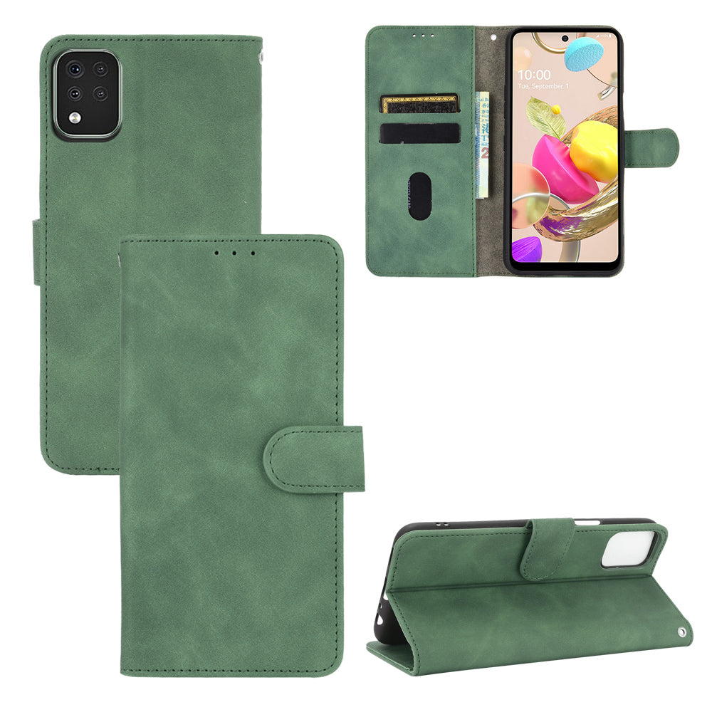 Skin-Touch-Feeling Folio Flip Leather Wallet Stand Phone Case for LG K42