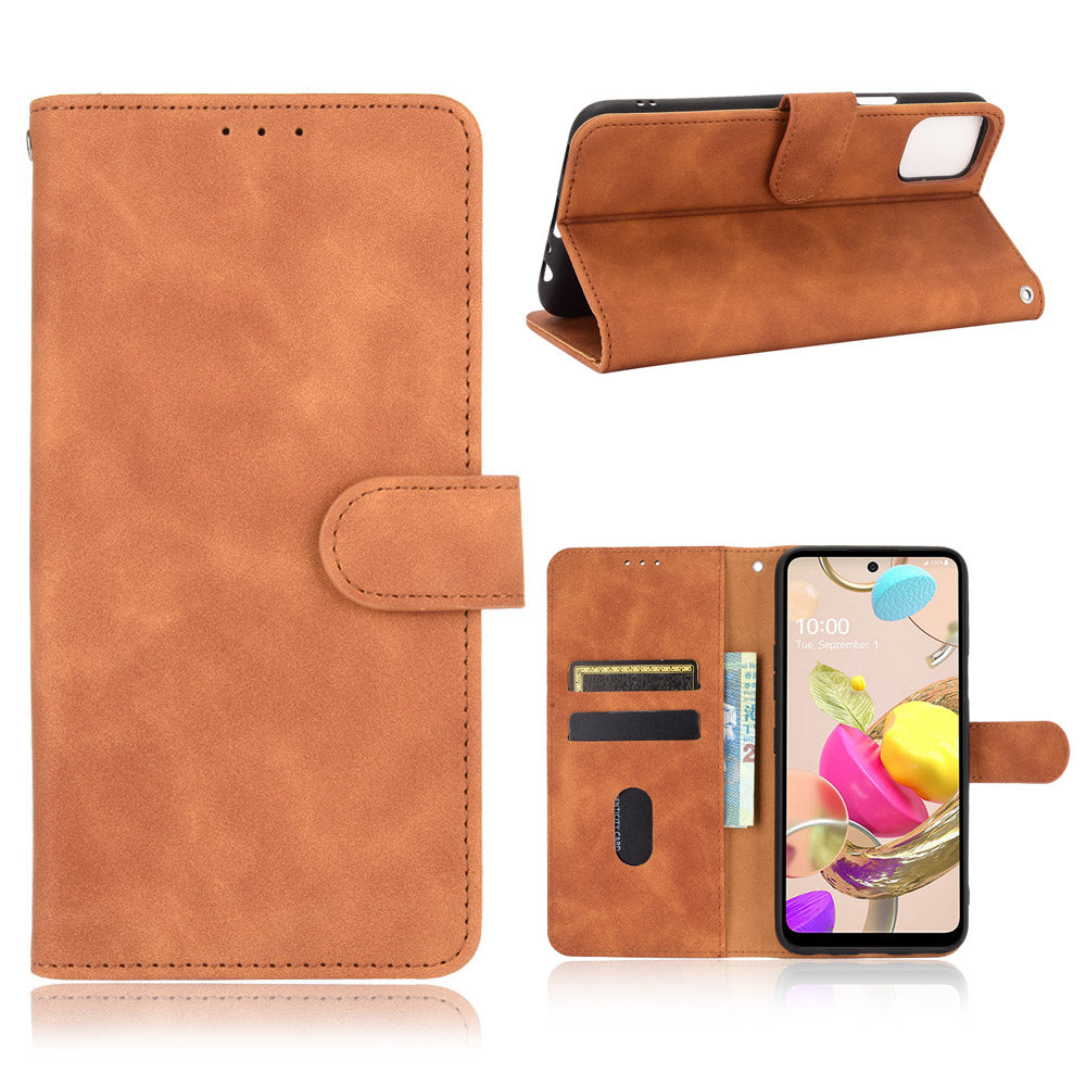 Skin-Touch-Feeling Folio Flip Leather Wallet Stand Phone Case for LG K42