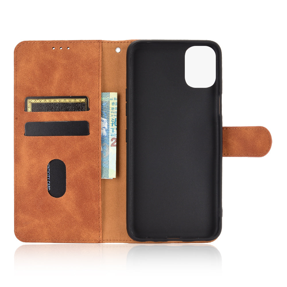 Skin-Touch-Feeling Folio Flip Leather Wallet Stand Phone Case for LG K42