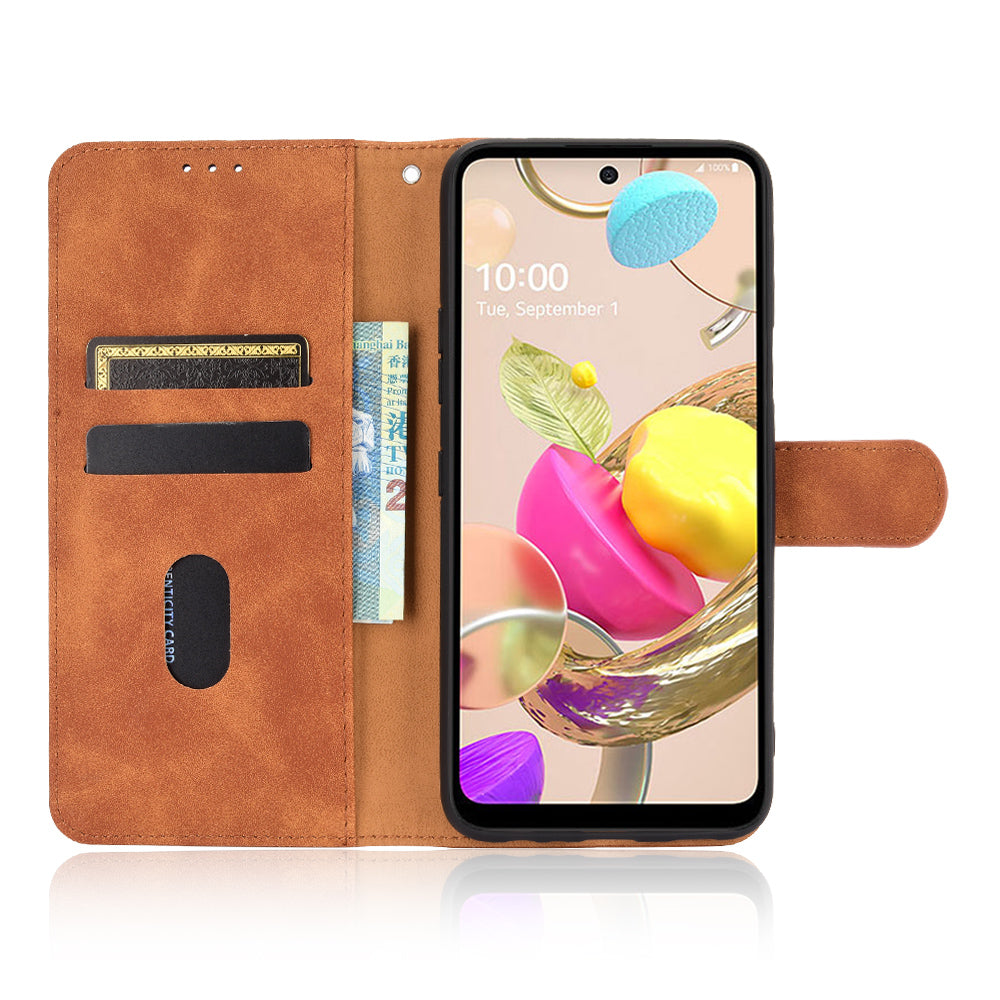 Skin-Touch-Feeling Folio Flip Leather Wallet Stand Phone Case for LG K42