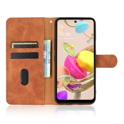 Skin-Touch-Feeling Folio Flip Leather Wallet Stand Phone Case for LG K42