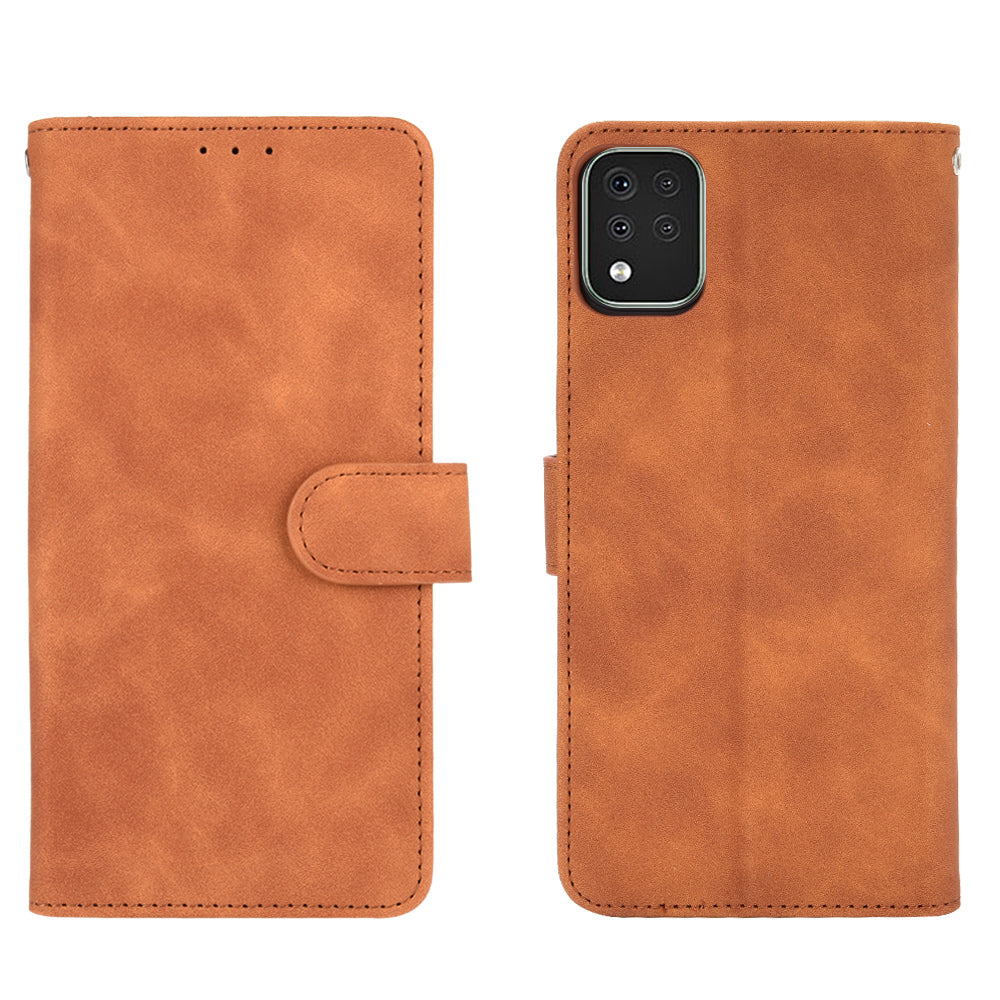 Skin-Touch-Feeling Folio Flip Leather Wallet Stand Phone Case for LG K42
