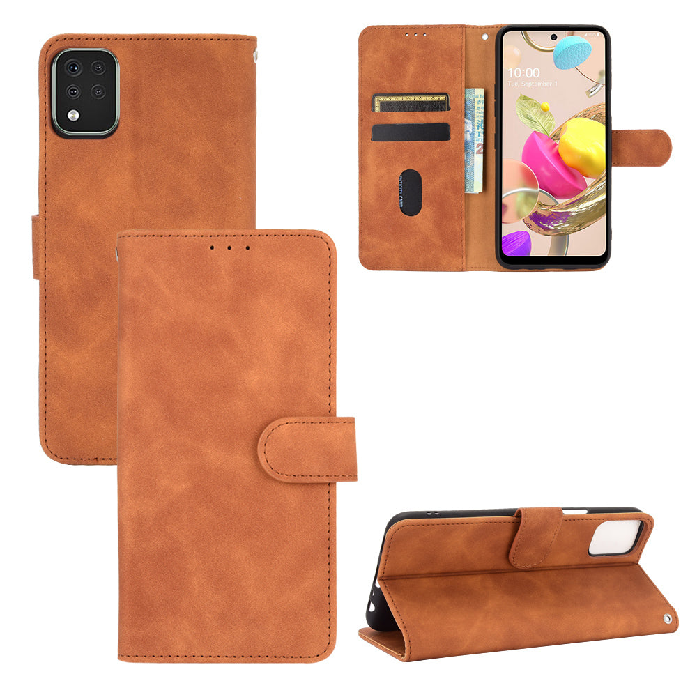 Skin-Touch-Feeling Folio Flip Leather Wallet Stand Phone Case for LG K42