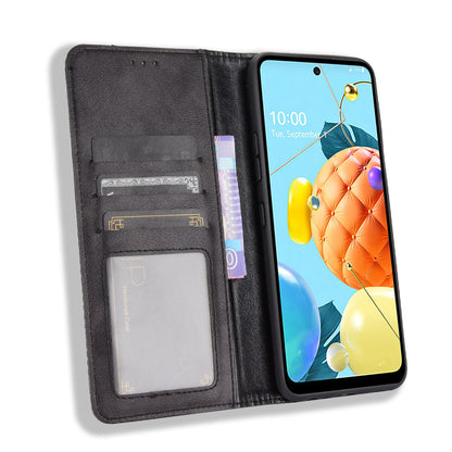 Magnetic Vintage Style Case for LG K52/K62/Q52 Leather Cover with Stand
