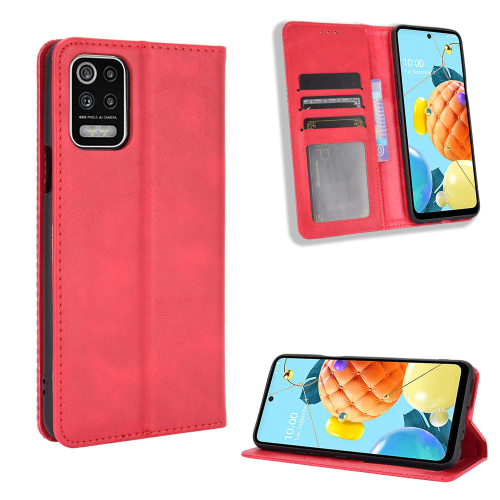 Magnetic Vintage Style Case for LG K52/K62/Q52 Leather Cover with Stand