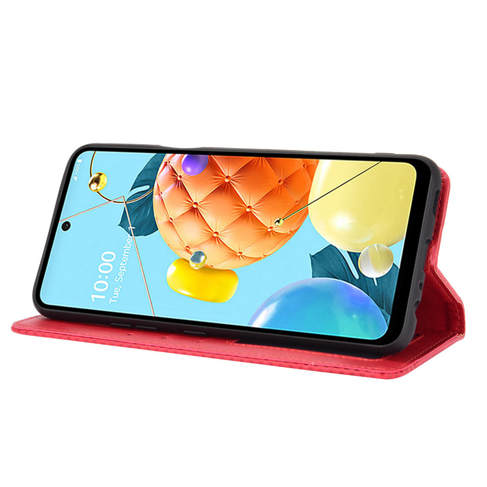 Magnetic Vintage Style Case for LG K52/K62/Q52 Leather Cover with Stand