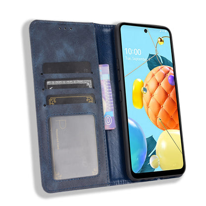Magnetic Vintage Style Case for LG K52/K62/Q52 Leather Cover with Stand