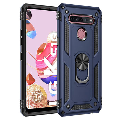 Hybrid PC + TPU Anti-drop Phone Case with Ring Kickstand for LG K51S