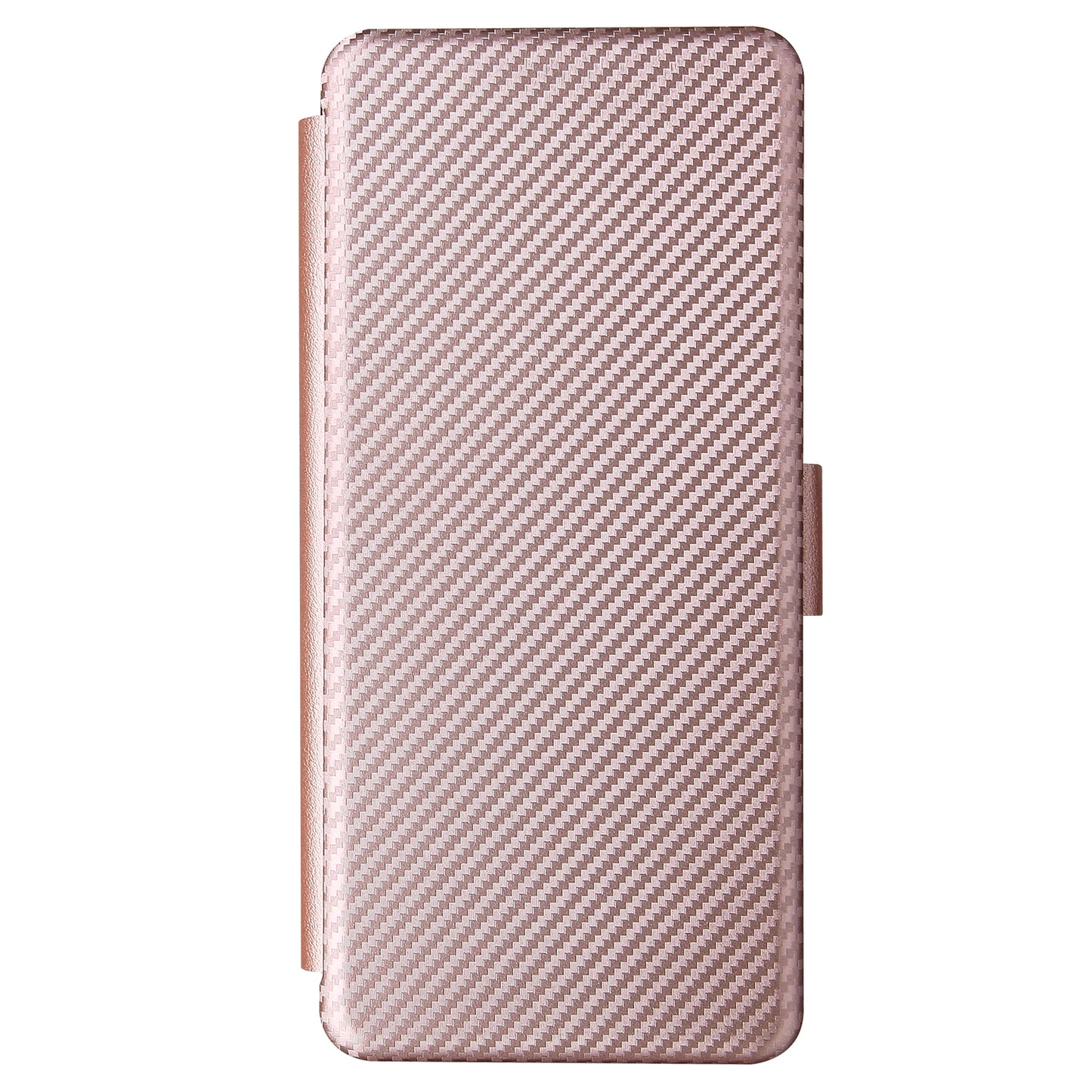 Carbon Fiber Skin Magnetic Phone Case with Buckle + Card Holder + Ring Strap for LG Wing 5G