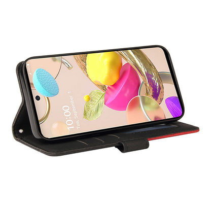KT Leather Series-1 Folio Flip Drop-Resistant PU Leather Wallet Stand Case Cover with Wrist Strap for LG K42/K52/K62