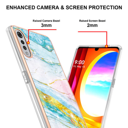 Marble Pattern Design Anti-fingerprint IMD Soft TPU Protective Electroplating Back Cover for LG Velvet 4G