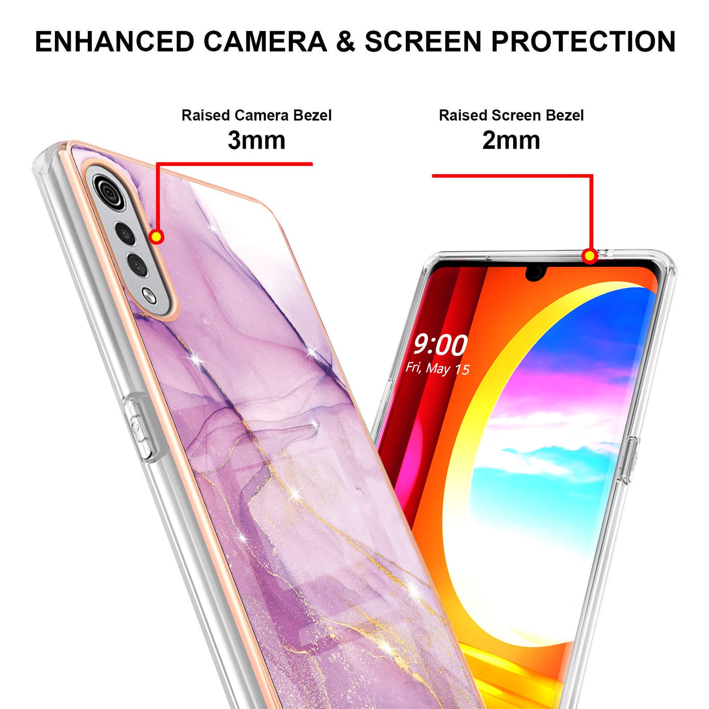 Marble Pattern Design Anti-fingerprint IMD Soft TPU Protective Electroplating Back Cover for LG Velvet 4G