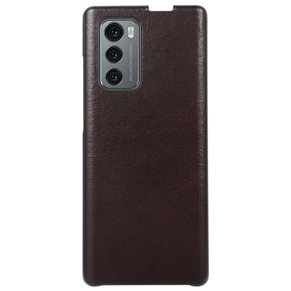 Crazy Horse Texture Case for LG Wing 5G, Genuine Cowhide Leather Coating PC + TPU Inner Phone Cover