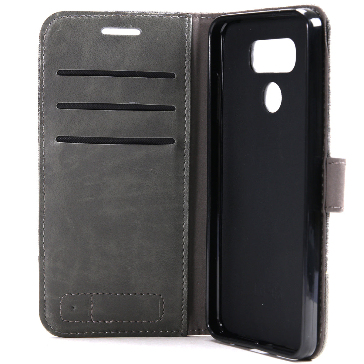 MUXMA Leather Folio Canvas Splicing Stand Phone Case for LG G6