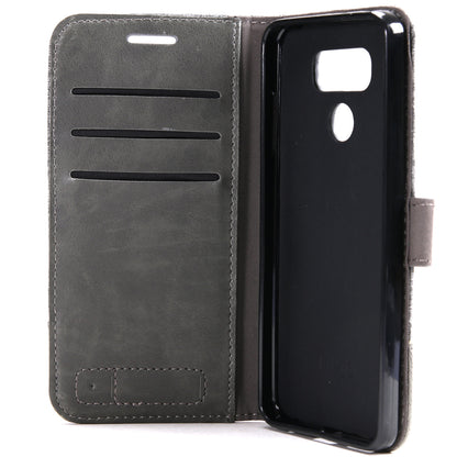 MUXMA Leather Folio Canvas Splicing Stand Phone Case for LG G6