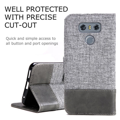 MUXMA Leather Folio Canvas Splicing Stand Phone Case for LG G6
