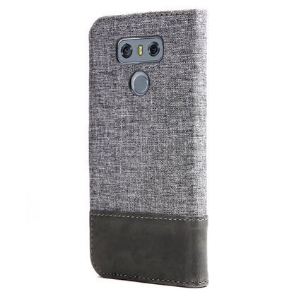 MUXMA Leather Folio Canvas Splicing Stand Phone Case for LG G6