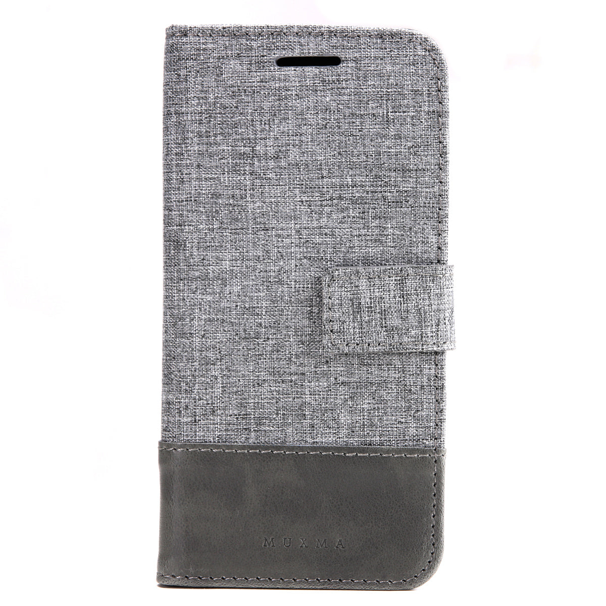 MUXMA Leather Folio Canvas Splicing Stand Phone Case for LG G6