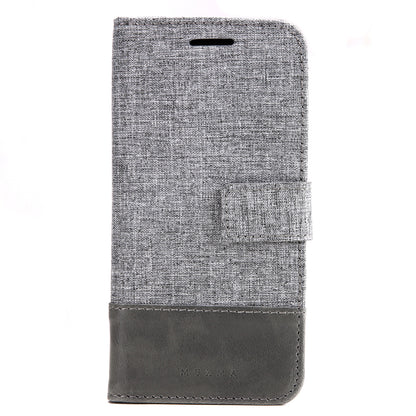 MUXMA Leather Folio Canvas Splicing Stand Phone Case for LG G6