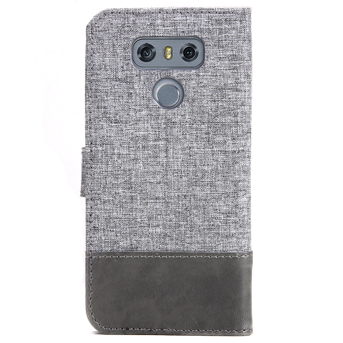 MUXMA Leather Folio Canvas Splicing Stand Phone Case for LG G6