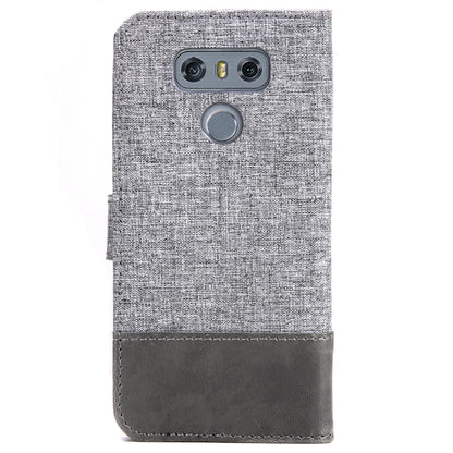 MUXMA Leather Folio Canvas Splicing Stand Phone Case for LG G6