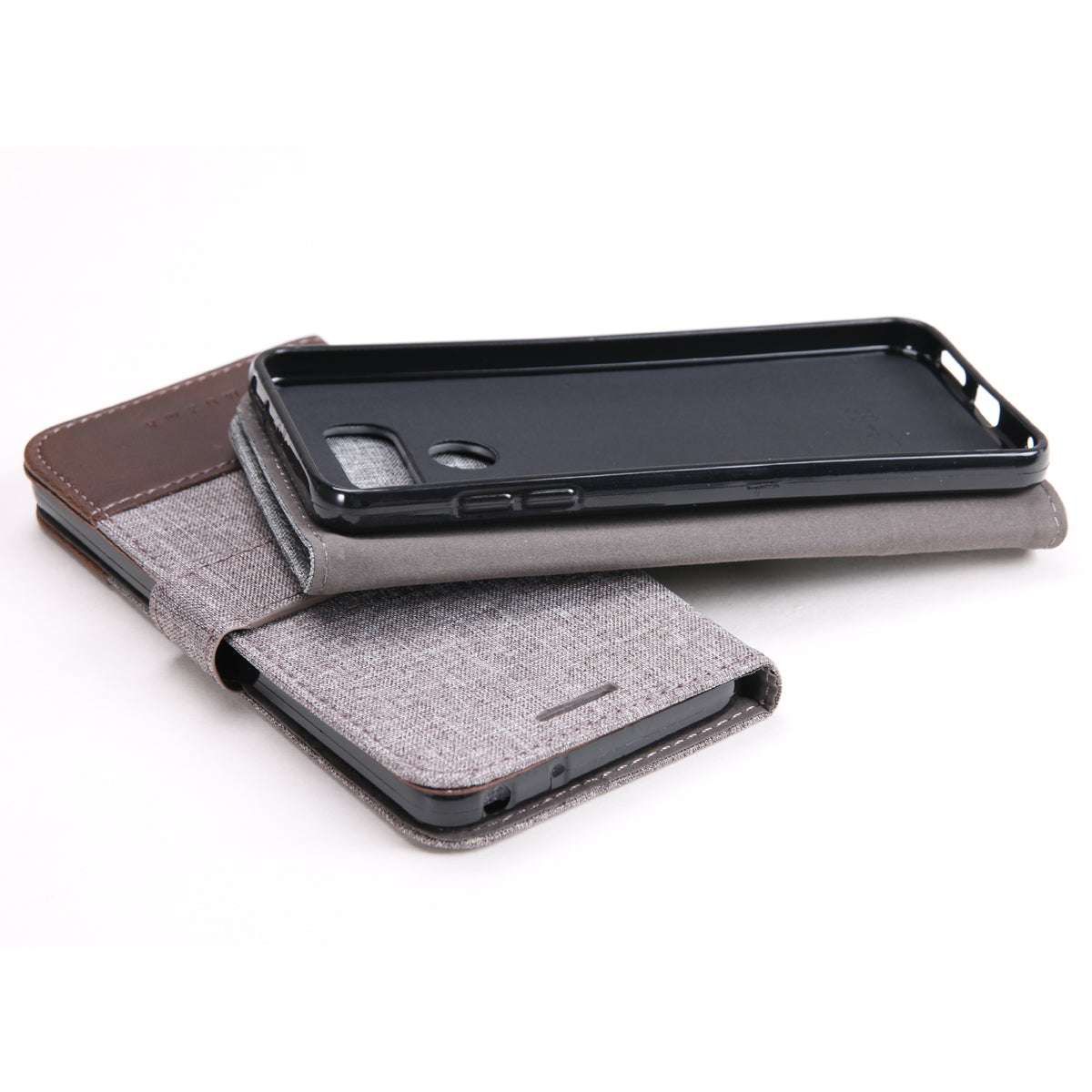 MUXMA Leather Folio Canvas Splicing Stand Phone Case for LG G6