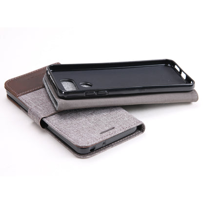 MUXMA Leather Folio Canvas Splicing Stand Phone Case for LG G6