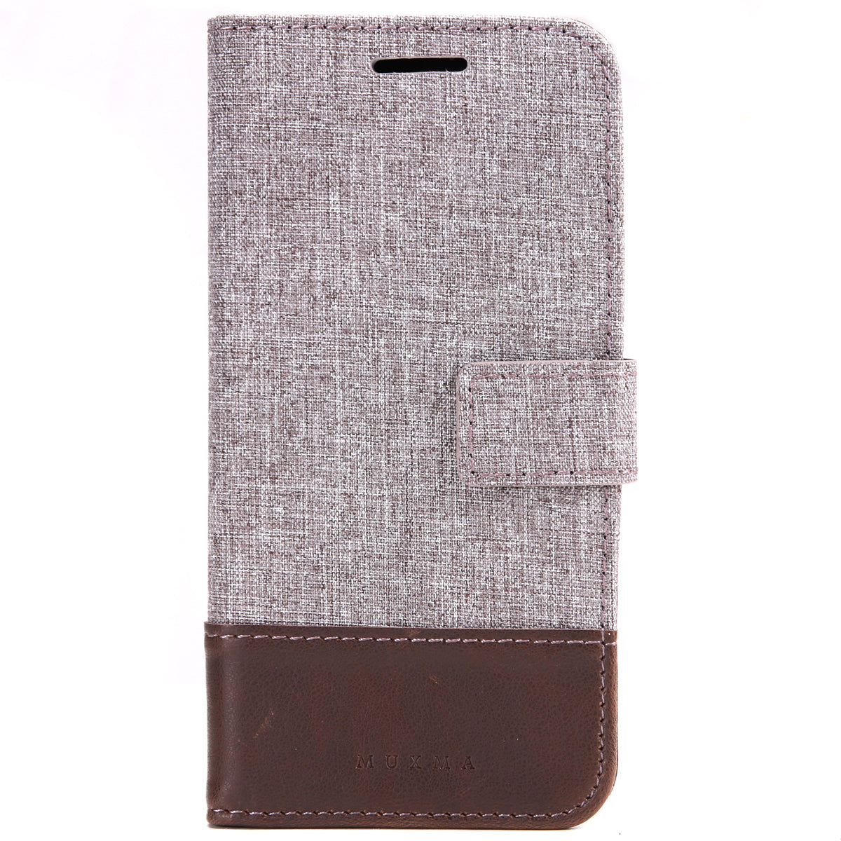 MUXMA Leather Folio Canvas Splicing Stand Phone Case for LG G6