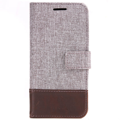MUXMA Leather Folio Canvas Splicing Stand Phone Case for LG G6
