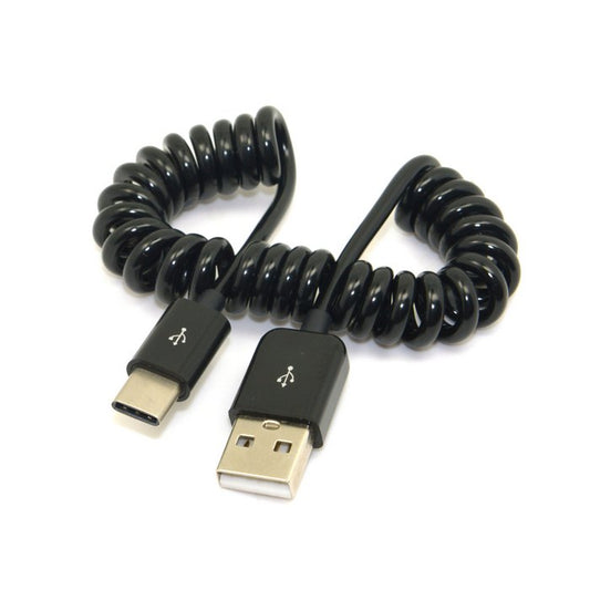 1M Coil Cord USB 3.1 Type C Male to Standard USB 2.0 A Male Data Cable for Nokia N1 Tablet Mobile Phone